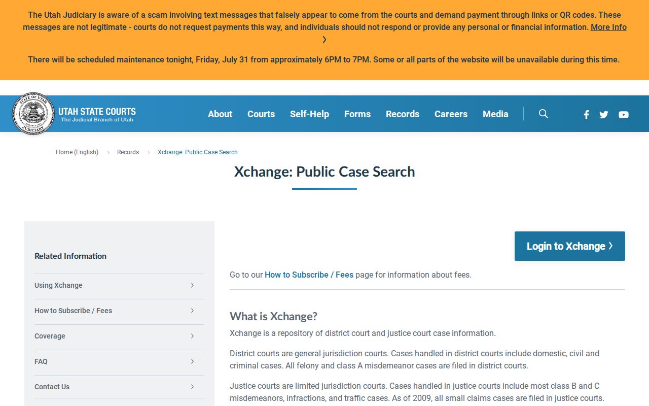 Farmington people search using Utah Xchange court records