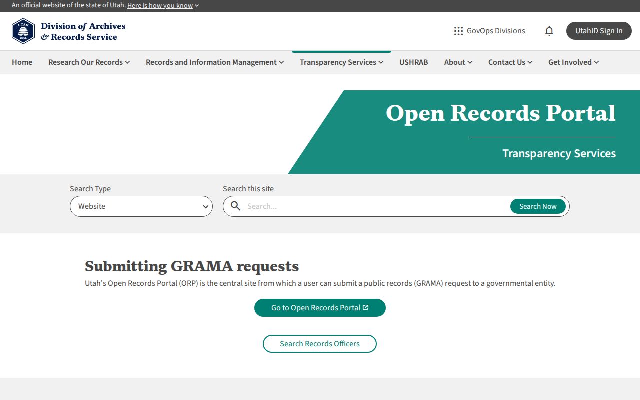 Farmington public records request access through Utah Open Records Portal