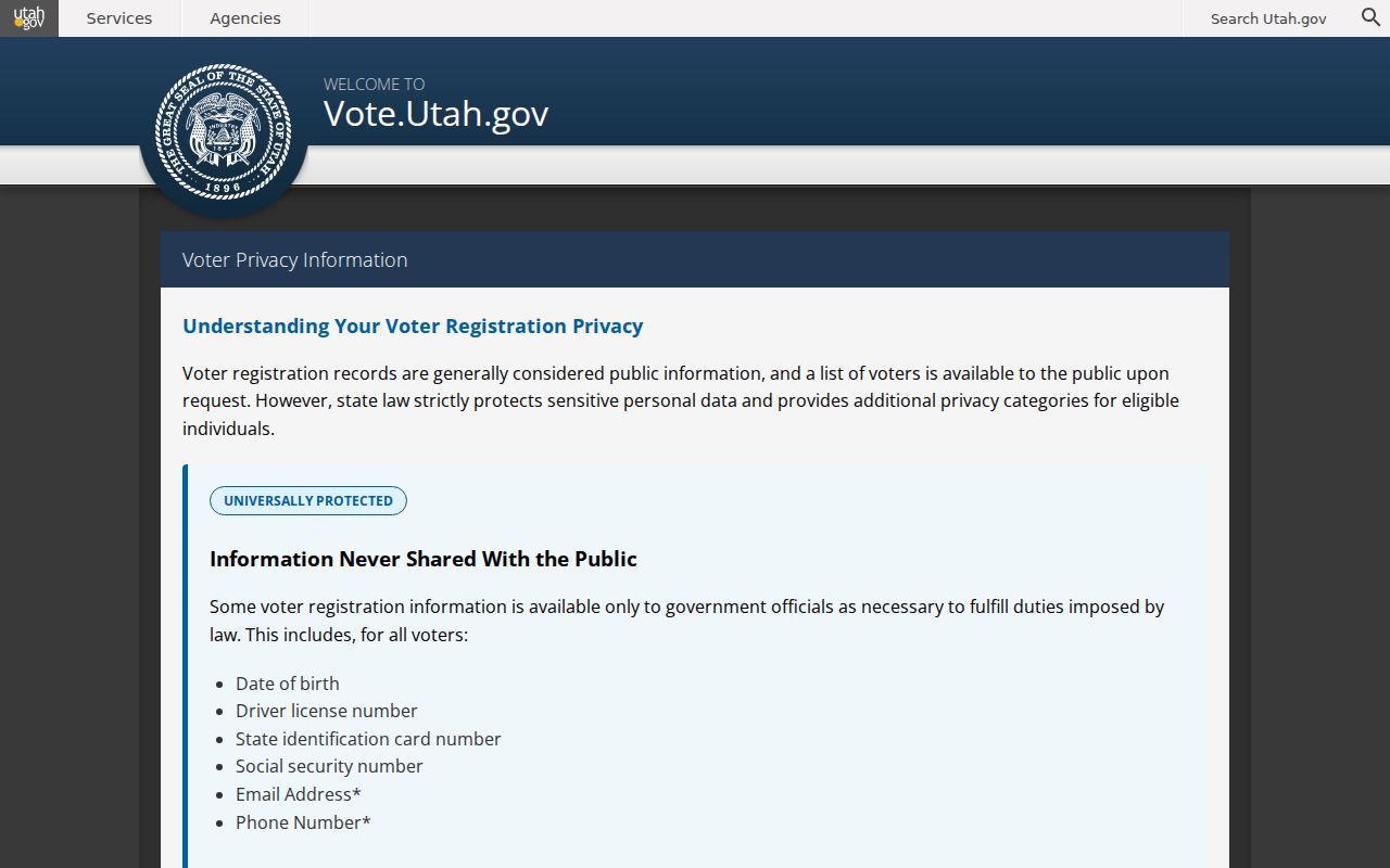 Farmington voter records privacy information after Utah SB 153